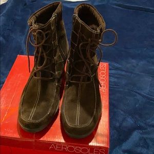 Brown suede ankle boots